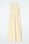 Cos Open-back Cotton Midi Dress In Beige