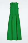 Cos Open-back Cotton Midi Dress In Green