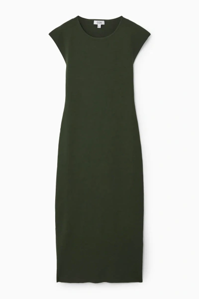 Cos Open-back Knitted Midi Dress In Green