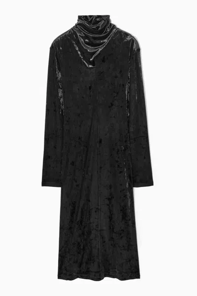Cos Open-back Velvet Midi Dress In Black