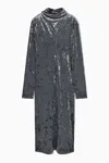 Cos Open-back Velvet Midi Dress In Black