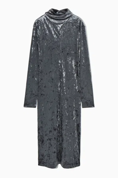 Cos Open-back Velvet Midi Dress In Black