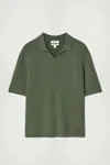 Cos Open-collar Bouclé-knit Polo Shirt In Green