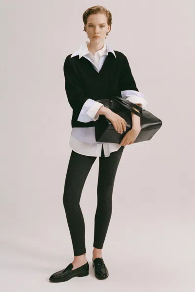 Cos Open-collar Cotton Shirt In Blue