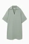 Cos Open-collar Linen Shirt Dress In Green