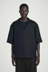 Cos Open-collar Linen Shirt In Blue