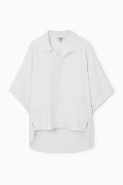 Cos Open-collar Polo Shirt In White