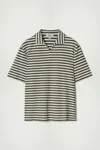 Cos Open-collar Striped Terry Polo Shirt In Green In Green