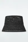 Cos Open-weave Straw Bucket Hat In Black
