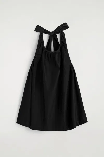 Cos Open-back Halterneck Top In Black