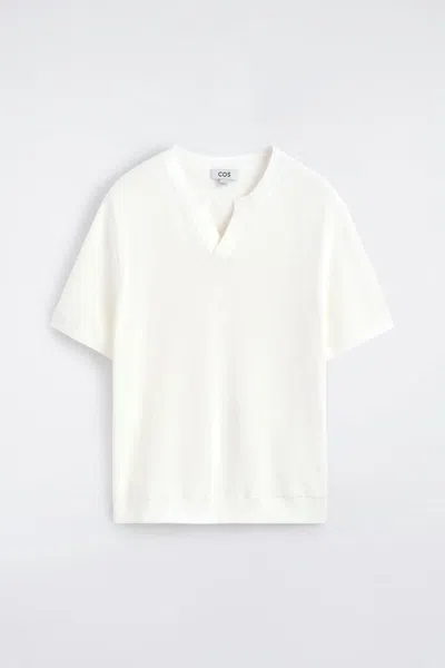Cos Open-collar Polo T-shirt In White
