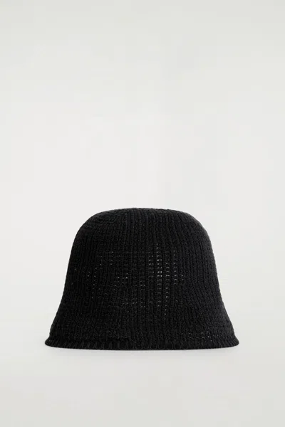 Cos Open-knit Bucket Hat In Black