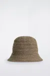 Cos Open-knit Bucket Hat In Sand