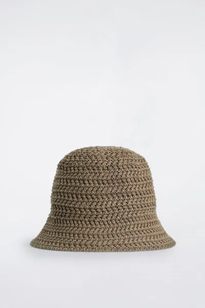 Cos Open-knit Bucket Hat In Sand