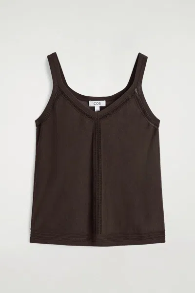 Cos Open-knit Detail Tank Top In Brown