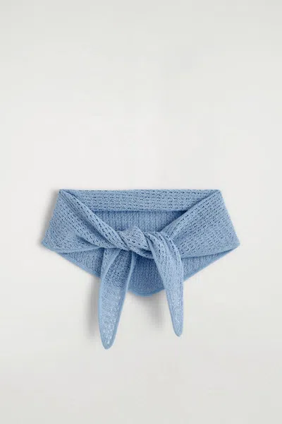 Cos Open-knit Triangle Scarf In Blue