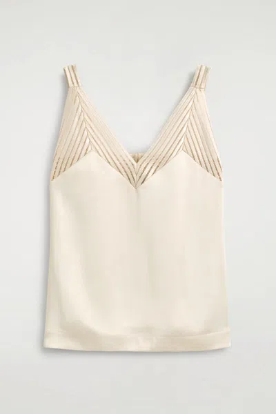 Cos Open-stitch Satin Cami Top In Neutral