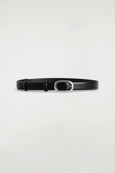 Cos Oval-buckle Leather Belt In Black