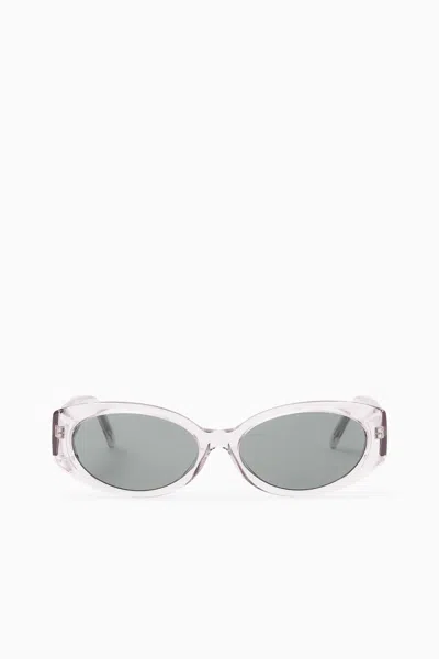 Cos Oval-frame Sunglasses In White