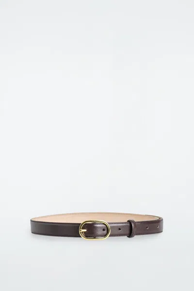 Cos Oval-buckle Leather Belt In Brown