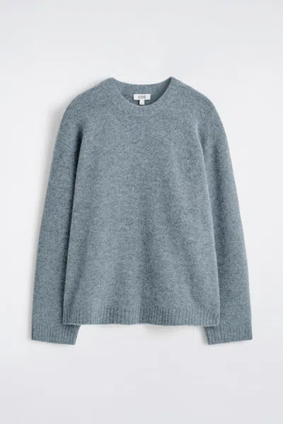 Cos Oversized Alpaca-blend Crew-neck Jumper In Blue