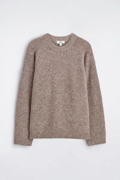 Cos Oversized Alpaca-blend Crew-neck Sweater In Brown