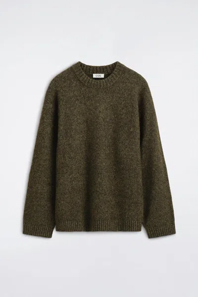 Cos Oversized Alpaca-blend Crew-neck Sweater In Green
