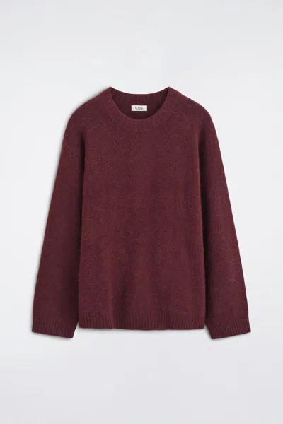 Cos Oversized Alpaca-blend Crew-neck Sweater In Red