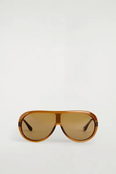 Cos Oversized Aviator Sunglasses In Brown