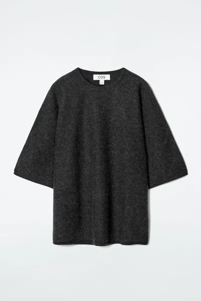 Cos Oversized Boiled Merino Wool T-shirt In Grey
