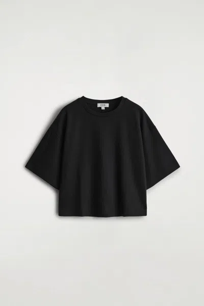 Cos Oversized Boxy Cotton T-shirt In Black