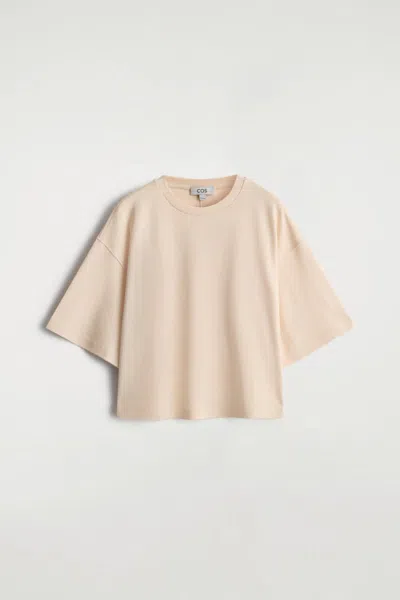 Cos Oversized Boxy Cotton T-shirt In Sand