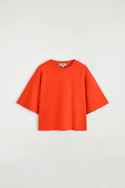 Cos Oversized Boxy Cotton T-shirt In Orange