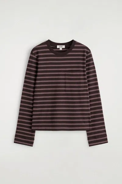 Cos Oversized Brushed-cotton Long-sleeved T-shirt In Brown