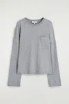 Cos Oversized Brushed-cotton Long-sleeved T-shirt In Gray