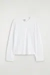 Cos Oversized Brushed-cotton Long-sleeved T-shirt In White