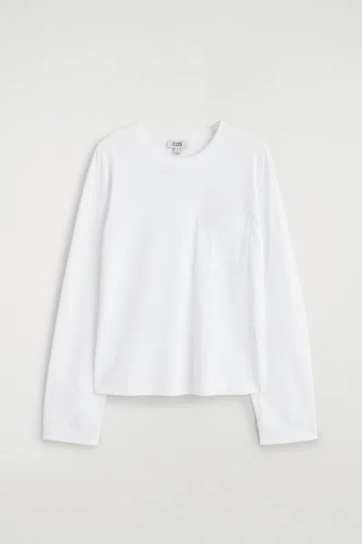 Cos Oversized Brushed-cotton Long-sleeved T-shirt In White