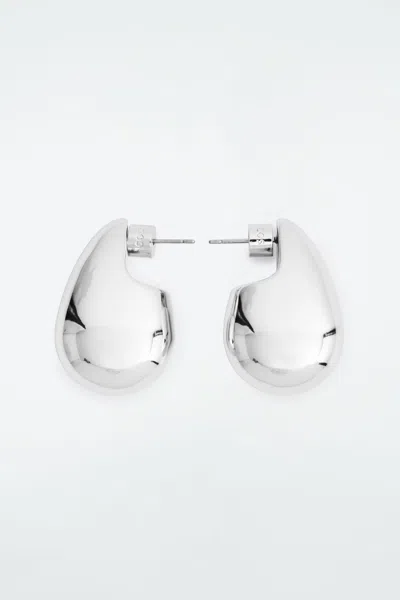 Cos Oversized Chunky Droplet Earrings In Silver