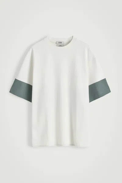 Cos Oversized Color Block Cotton T-shirt In White
