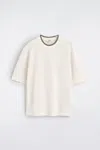 Cos Oversized Contrast-tipped Double-faced T-shirt In White