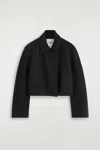 Cos Oversized Cropped Double-faced Wool Jacket In Noir