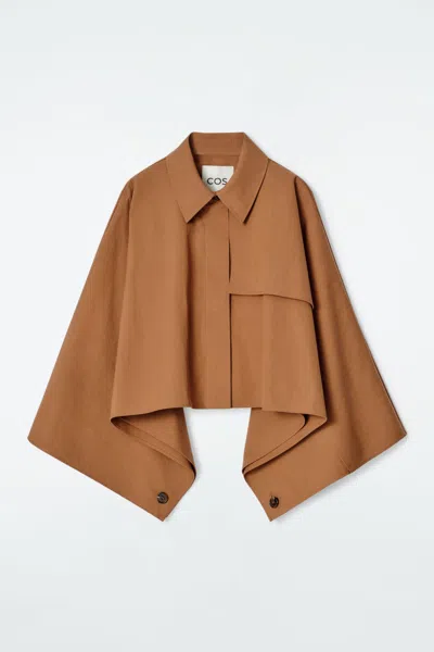 Cos Oversized Cropped Trench Coat Cape In Beige