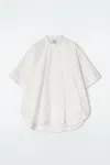 Cos Oversized Curved-hem Cotton Shirt In Blanc