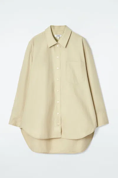 Cos Oversized Curved-hem Shirt In Green