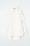 Cos Oversized Curved-hem Shirt In White