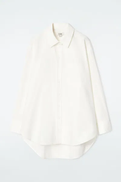 Cos Oversized Curved-hem Shirt In White