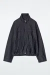 Cos Oversized Denim Bomber Jacket In Blue