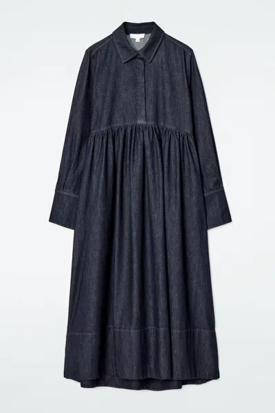 Cos Oversized Denim Shirt Dress In Blue