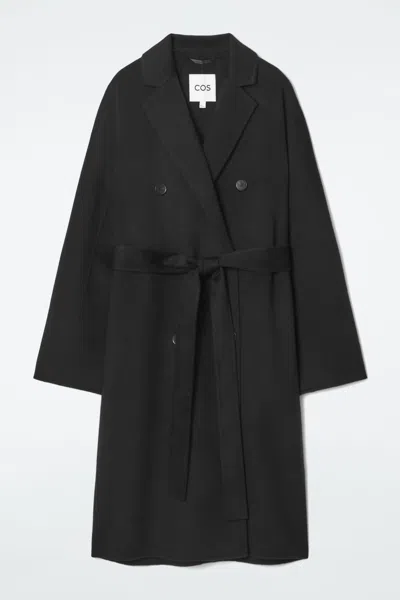 Cos Oversized Double-breasted Wool Coat In Black