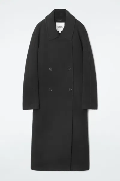 Cos Oversized Double-breasted Wool Coat In Black
